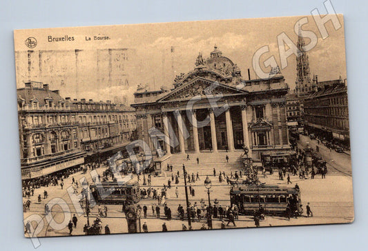 Pohlednice Brusel La Bourse 1924 tramvaje razítko (M16693)