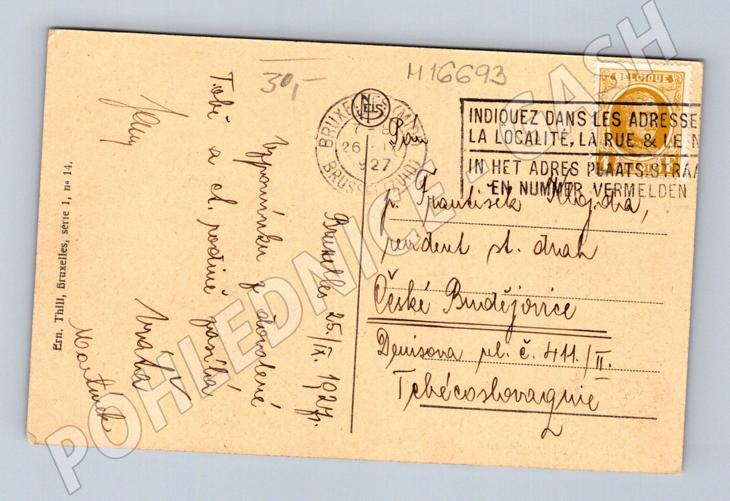 Pohlednice Brusel La Bourse 1924 tramvaje razítko (M16693)