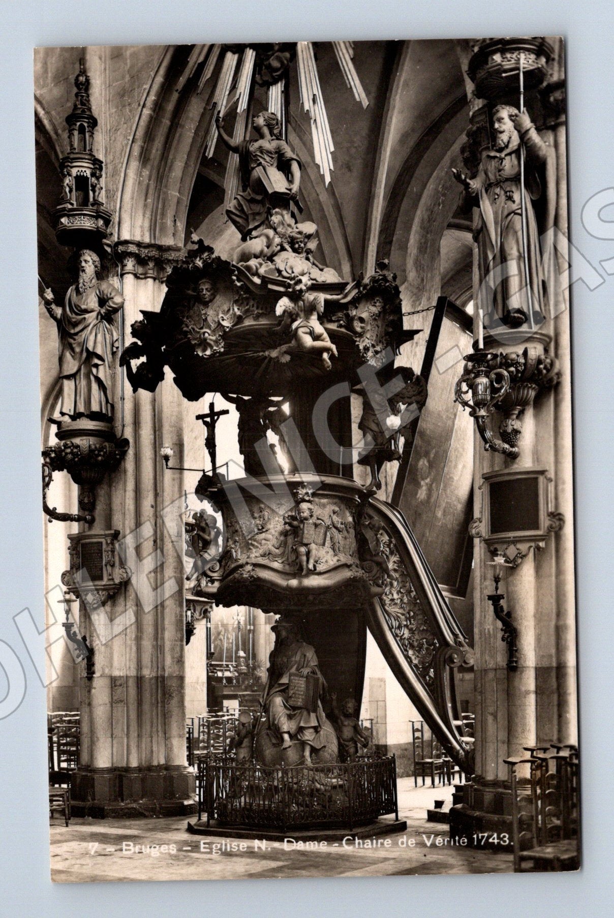 Pohlednice Bruggy kazatelna 1743 Eglise N Dame (M16700)