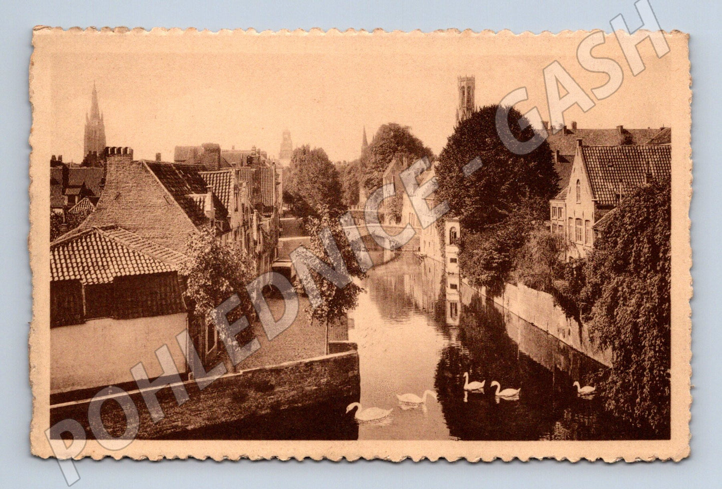 Pohlednice Bruggy kanál Groene Rei panorama Belgie (M16702)