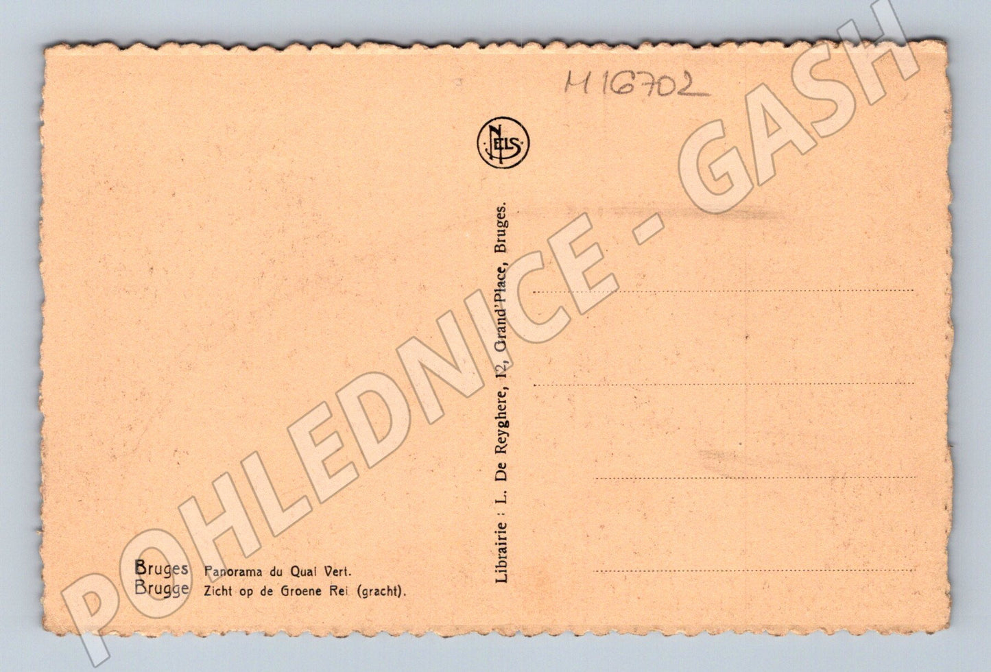 Pohlednice Bruggy kanál Groene Rei panorama Belgie (M16702)