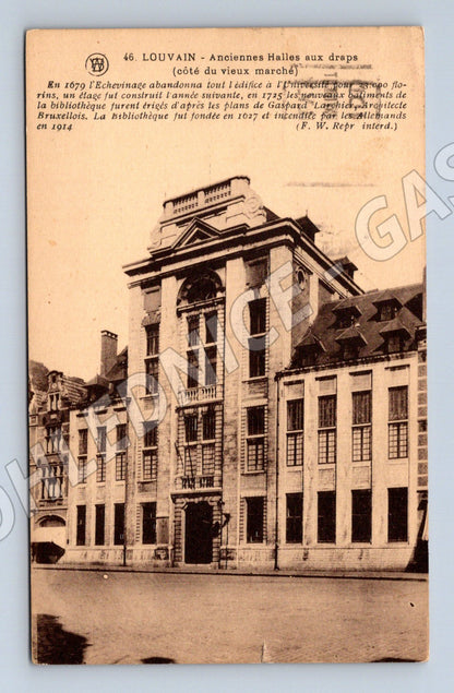 Pohlednice Louvain tuchová hala 1935 razítka známky (M16704)