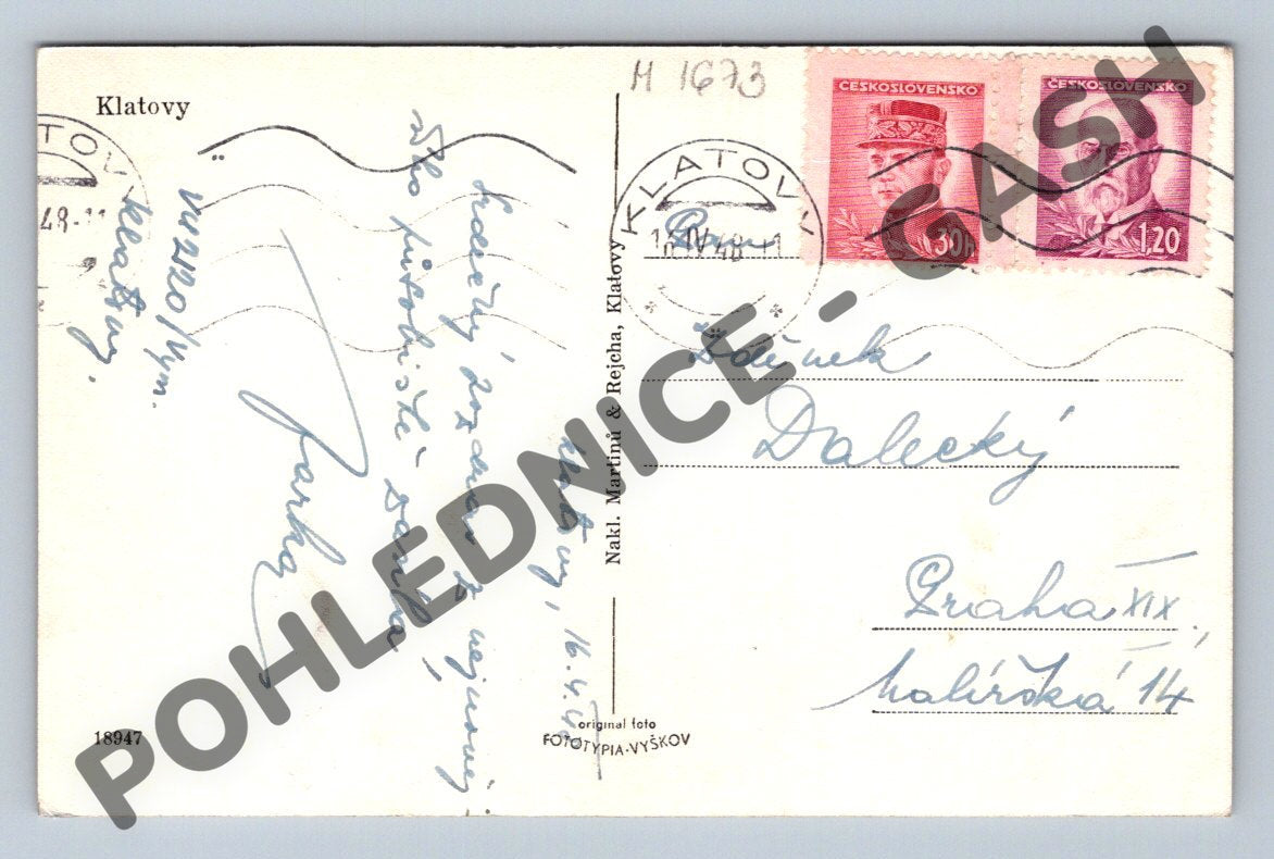 Pohlednice Klatovy 1949 PP (M1673)