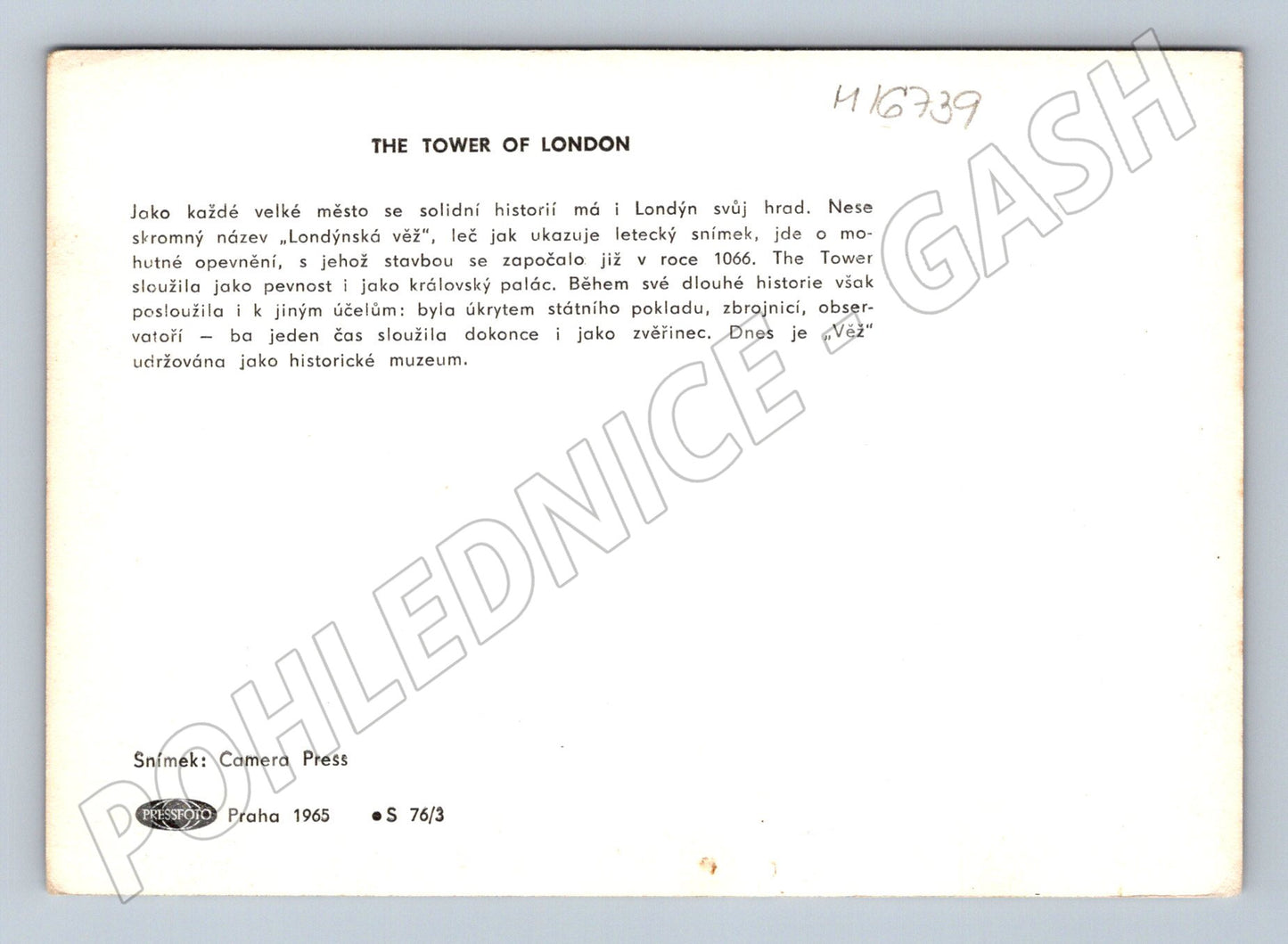 Pohlednice Tower of London letecký pohled 1965 (M16739)