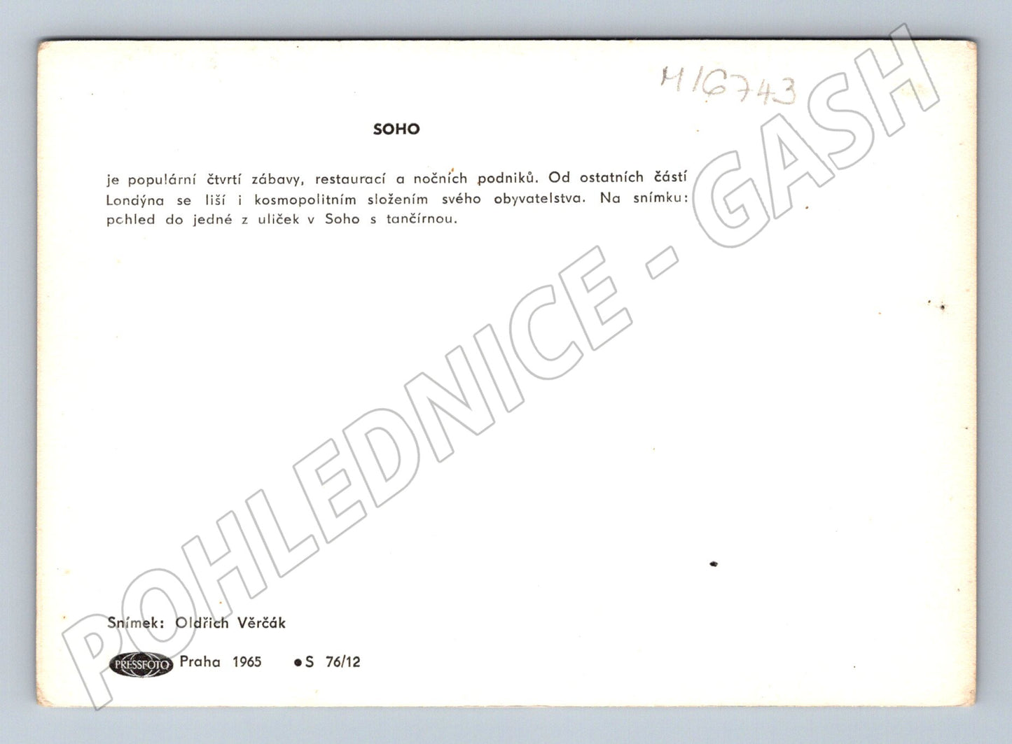 Pohlednice Londýn Soho noční ulice 1965 Pressfoto Věrčák (M16743)