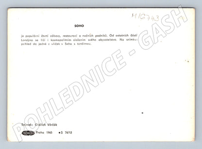 Pohlednice Londýn Soho noční ulice 1965 Pressfoto Věrčák (M16743)