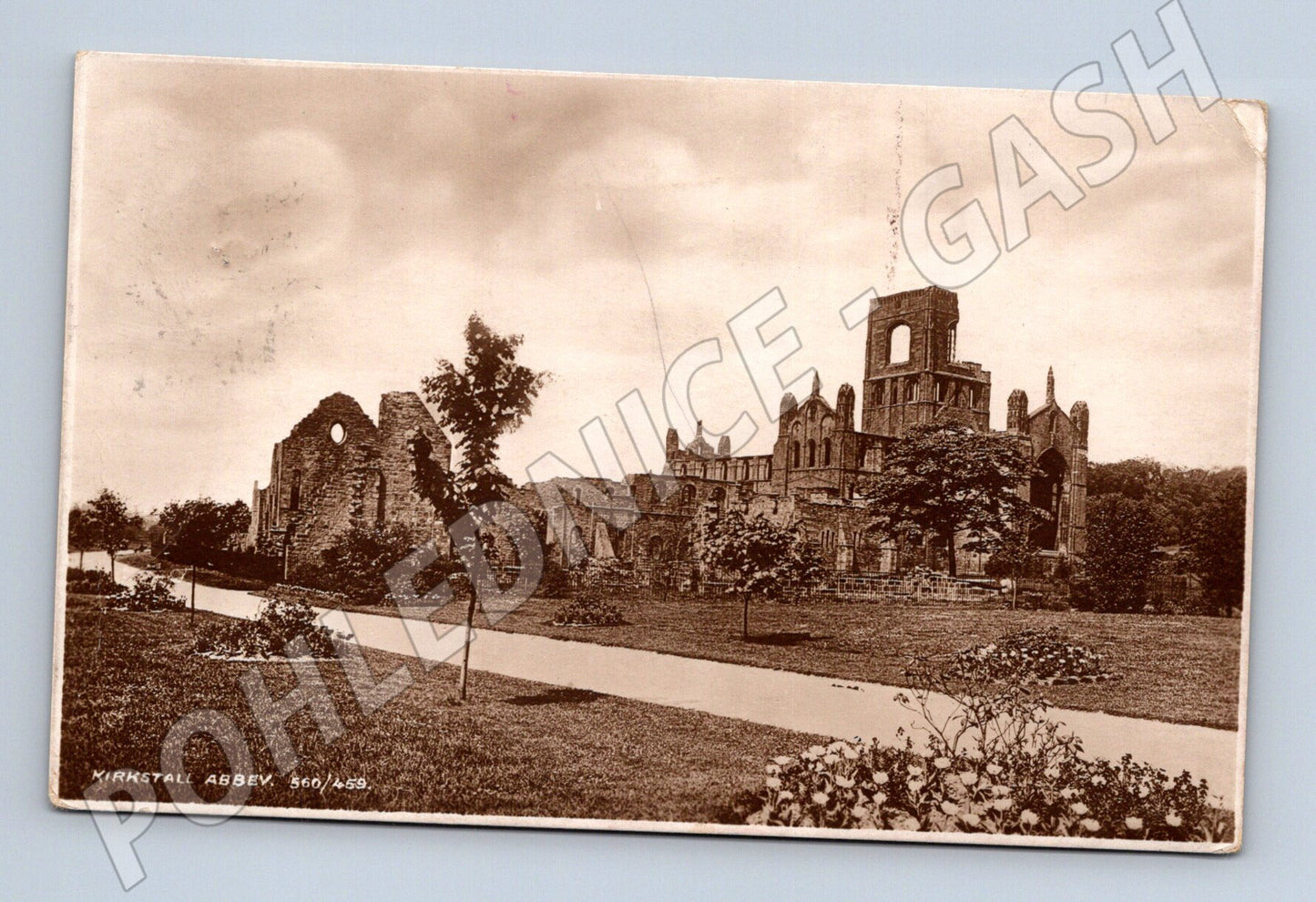 Pohlednice Kirkstall Abbey Anglie 1928 razítko (M16744)