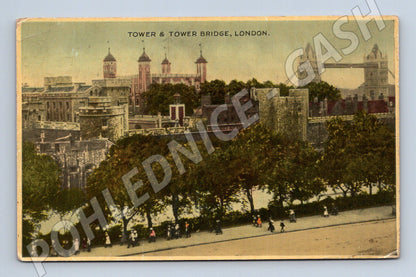 Pohlednice Londýn Tower a Tower Bridge 1947 letecká pošta (M16764)