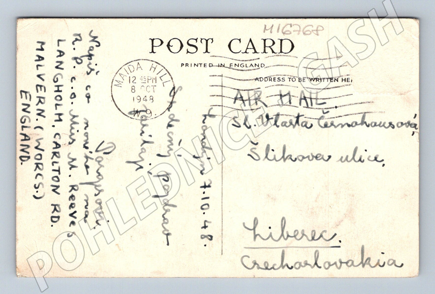 Pohlednice Londýn koláž památek 1948 do Československa (M16768)