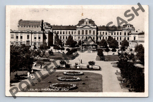 Pohlednice Mladá Boleslav Masarykovy sady 1939 (M1678)