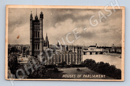 Pohlednice Londýn Houses of Parliament 1937 odeslaná do Prahy (M16785)