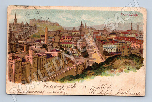 Pohlednice Edinburgh kolorovaná zaslaná z Tábora (M16788)