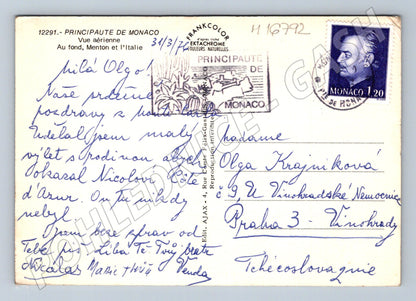 Pohlednice Monako letecký pohled 1972 odeslaná (M16792)
