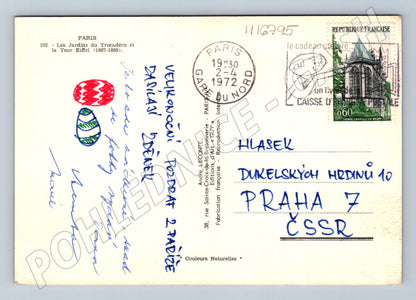 Pohlednice Paříž Eiffelova věž 1972 známka odeslaná (M16795)