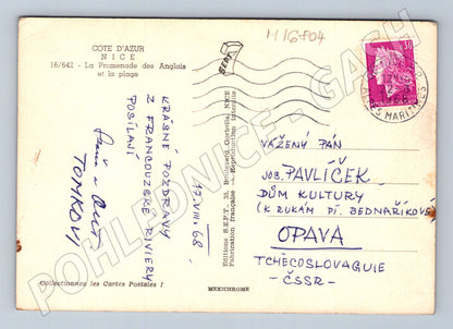Pohlednice Nice promenáda pláž 1968 Francie do ČSSR (M16804)