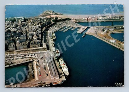 Pohlednice Saint Malo letecký pohled přístav razítko 1966 (M16814)
