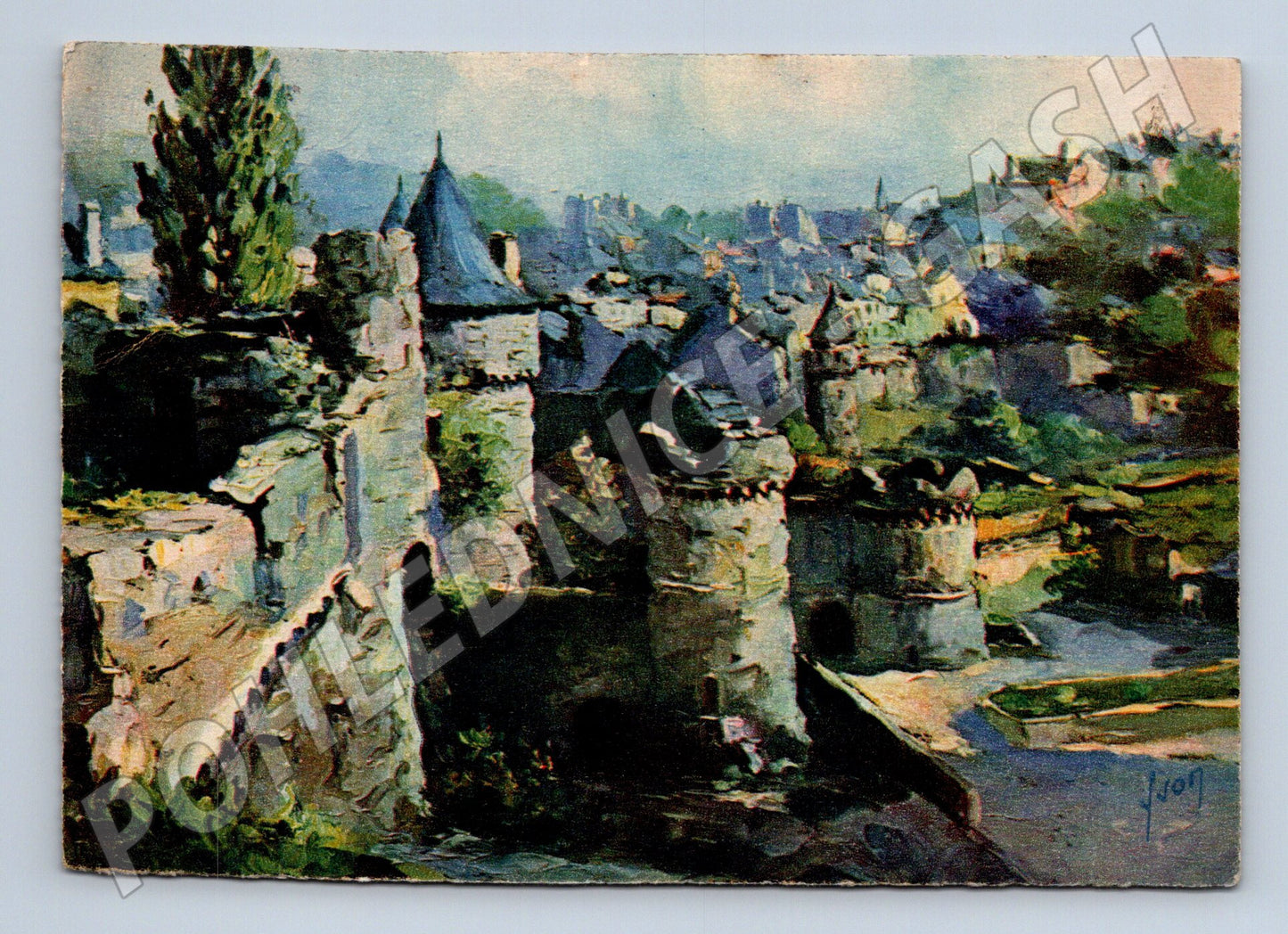 Pohlednice Fougères vstup do hradu Francie stará (M16817)