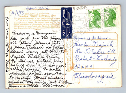Pohlednice Damgan Bretaň 1985 pláž prošlá poštou (M16828)