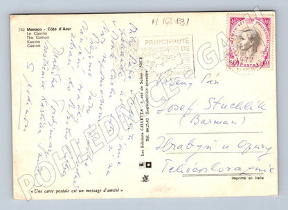 Pohlednice Monaco Le Casino 1981 se známkou (M16831)