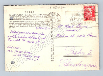 Pohlednice Paříž Sacré Cœur 1949 zaslaná (M16835)