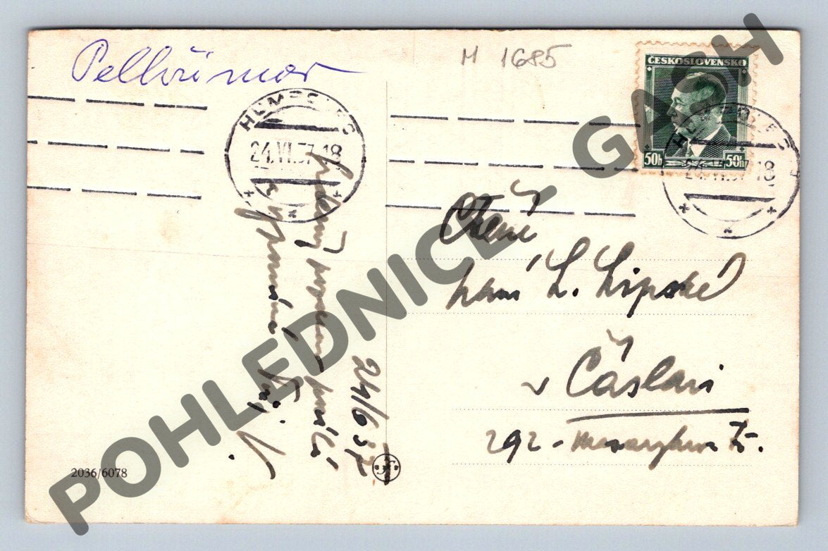 Pohlednice Humpolec náměstí 1938 PP (M1685)