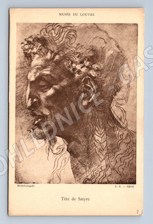 Pohlednice Louvre Michelangelo Tête de Satyre (M16862)