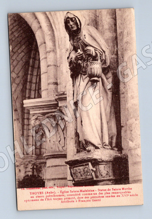Pohlednice Troyes socha svaté Marthe do Prahy (M16863)