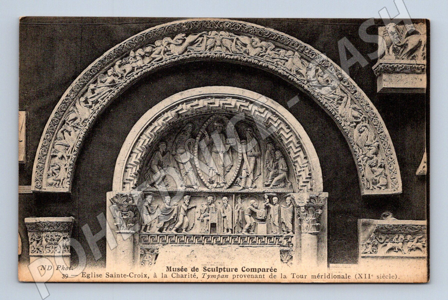 Pohlednice La Charité Sainte Croix tympanon 12 století (M16881)
