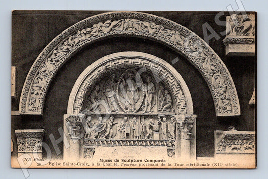 Pohlednice La Charité Sainte Croix tympanon 12 století (M16881)