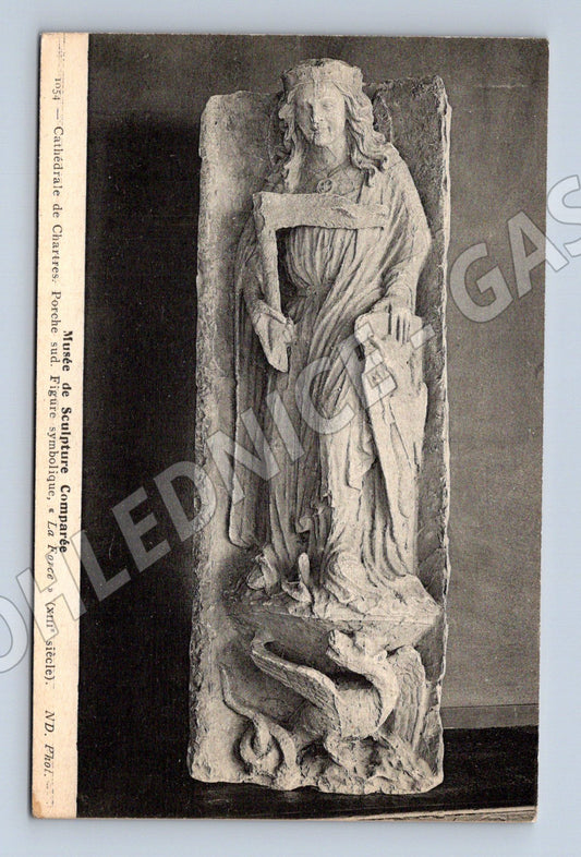 Pohlednice Chartres socha La Force 13 století (M16882)
