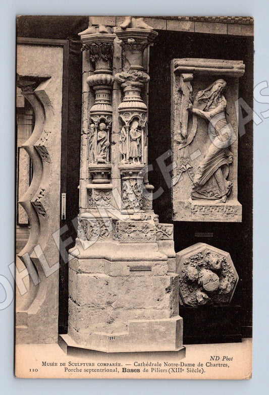 Pohlednice Chartres Notre Dame gotické sochy (M16888)