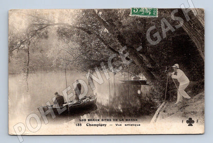 Pohlednice Champigny řeka Marne loďka (M16895)