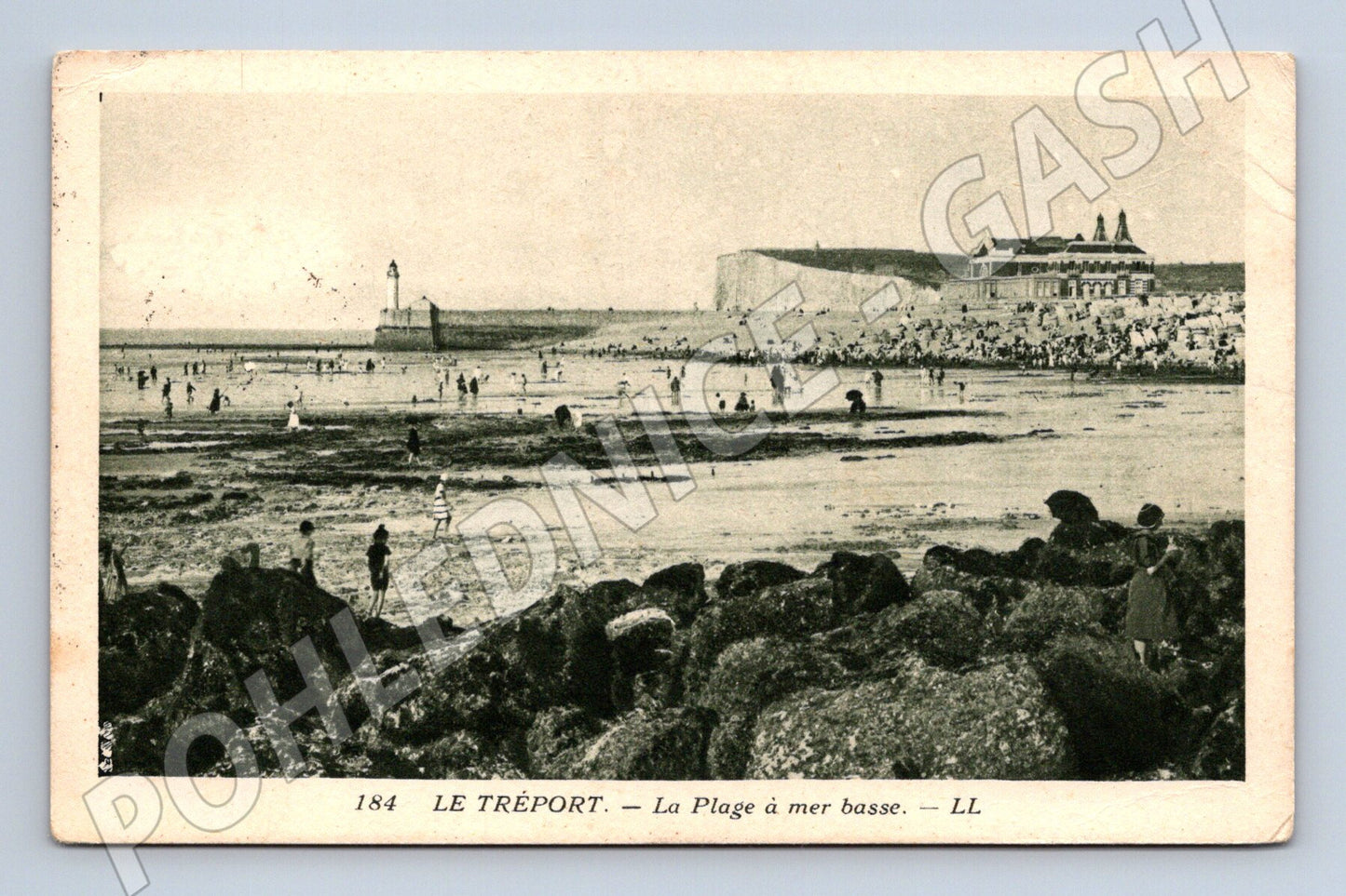 Pohlednice Le Tréport 1928 pláž zaslaná (M16896)