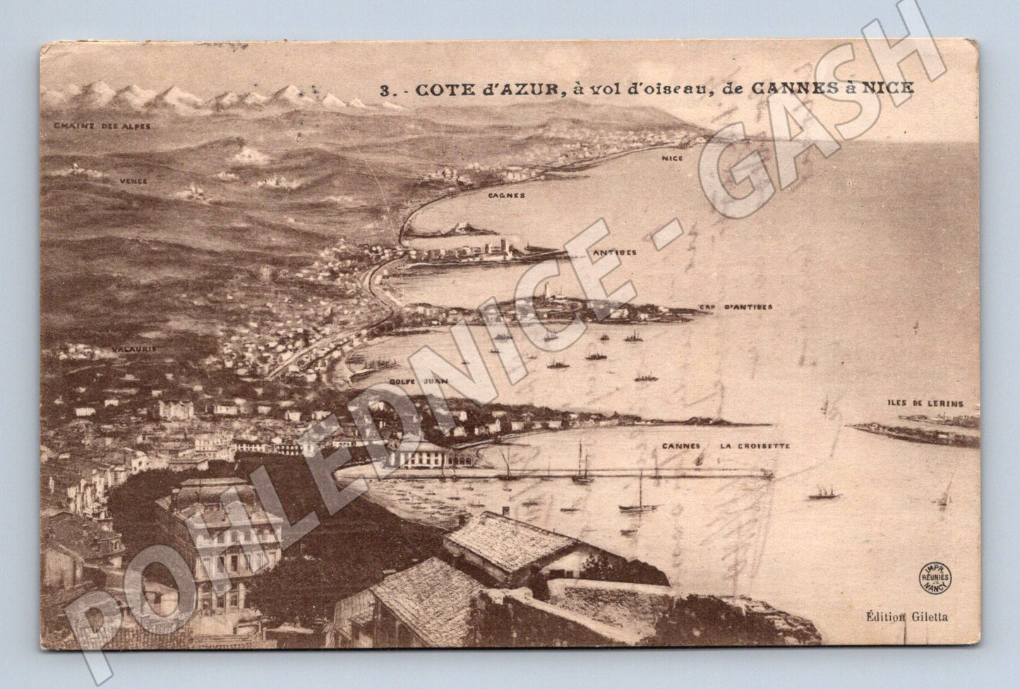 Pohlednice Côte d Azur Cannes Nice letecký (M16903)