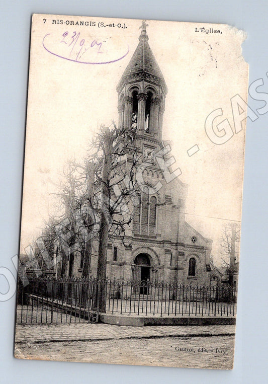 Pohlednice Ris Orangis kostel ručně psaná (M16924)