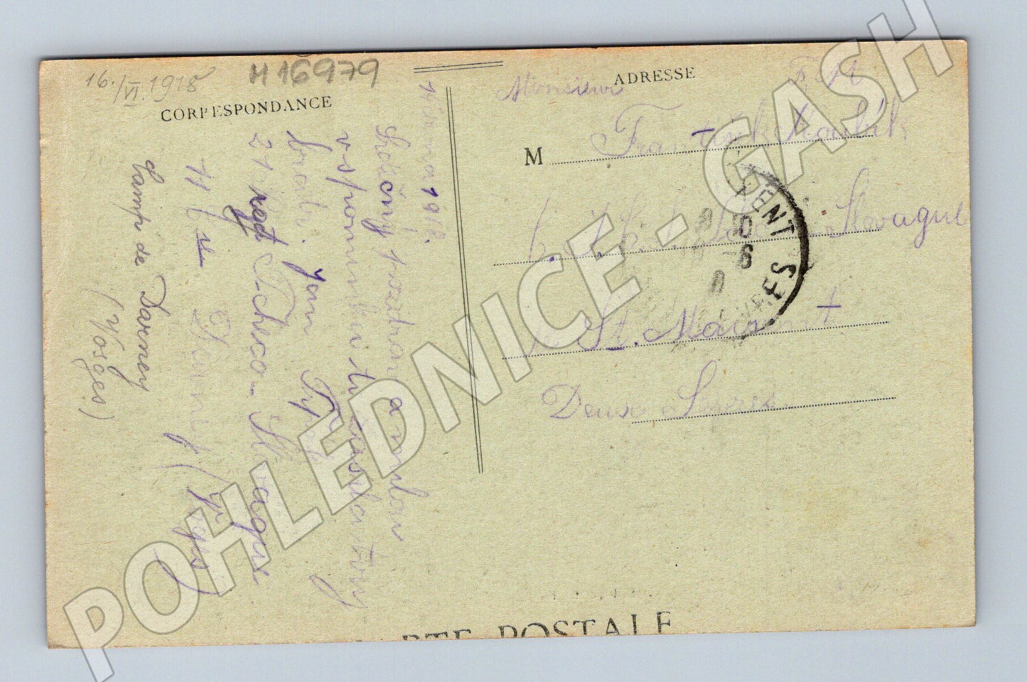 Pohlednice Darney Attigny 1918 Francie (M16979)