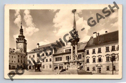 Pohlednice Mikulov náměstí morový sloup (M1702)
