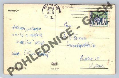 Pohlednice Mikulov náměstí morový sloup (M1702)