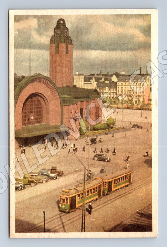 Pohlednice Helsinki nádraží tramvaje (M17072)