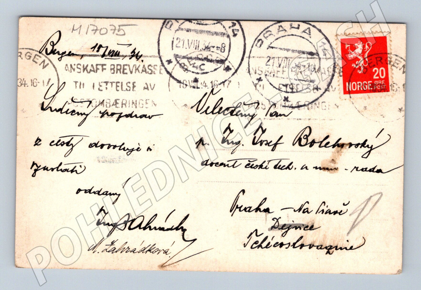 Pohlednice Bergen 1934 panorama (M17075)