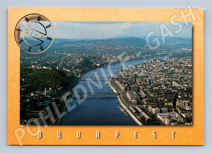 Pohlednice Budapešť letecký Dunaj mosty (M17089)