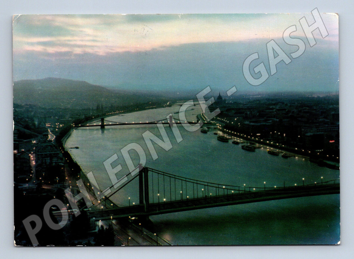 Pohlednice Budapešť večerní Dunaj 1964 (M17097)