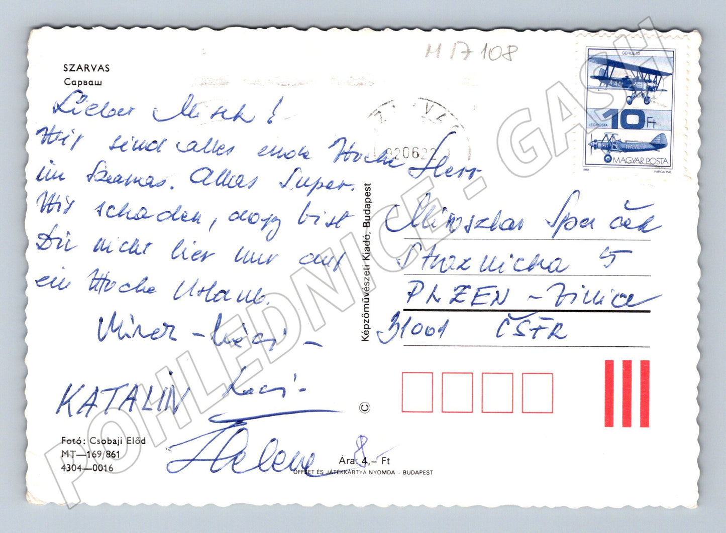 Pohlednice Szarvas 1980s razítko (M17108)