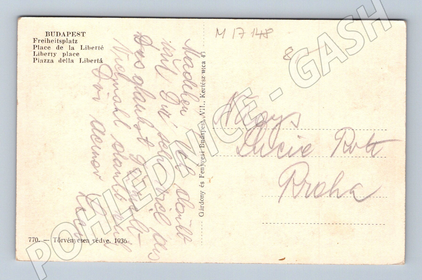 Pohlednice Budapešť Szabadság tér 1936 (M17148)