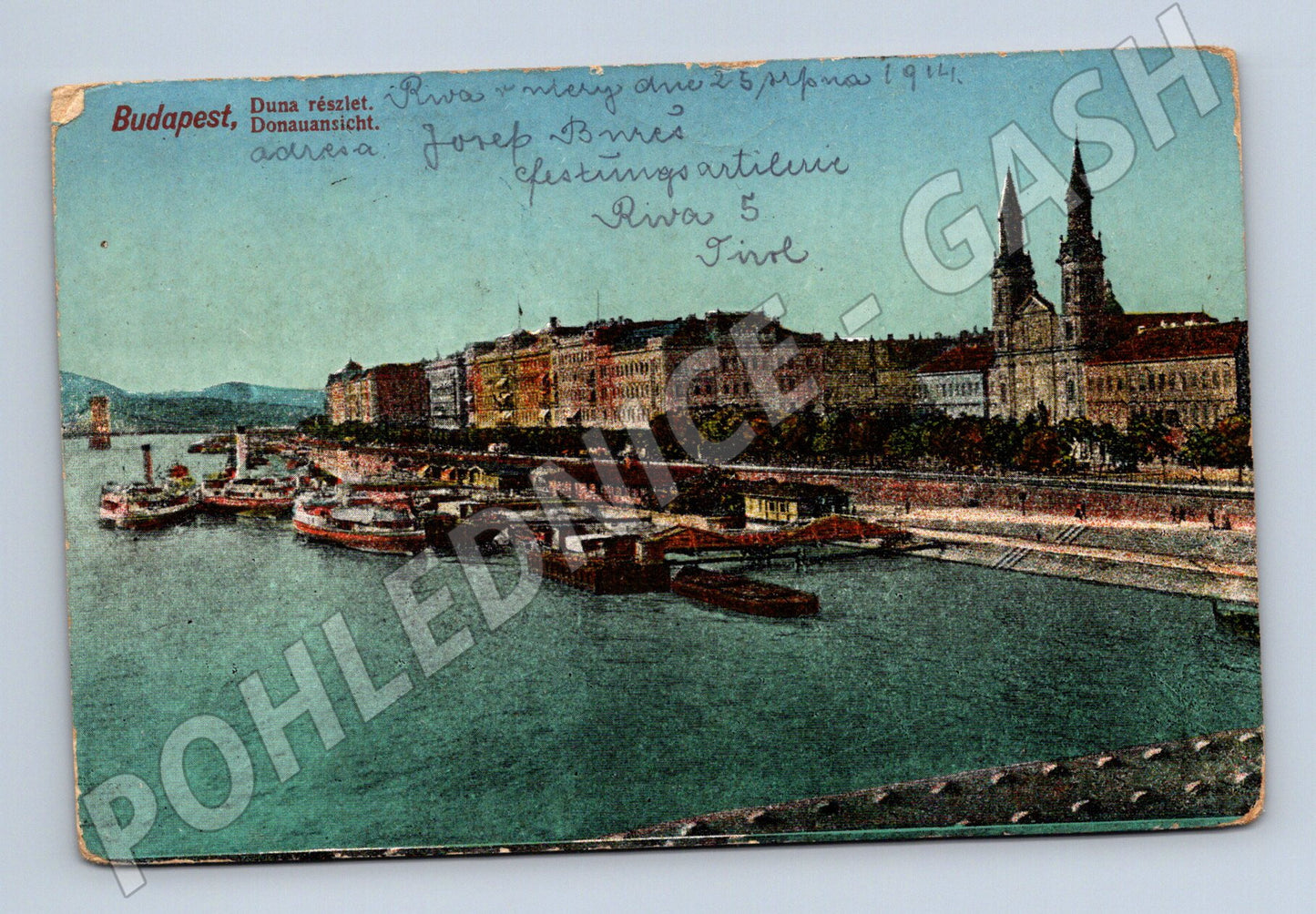 Pohlednice Budapešť Dunaj parníky 1911 (M17151)