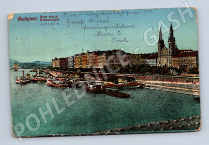 Pohlednice Budapešť Dunaj parníky 1911 (M17151)