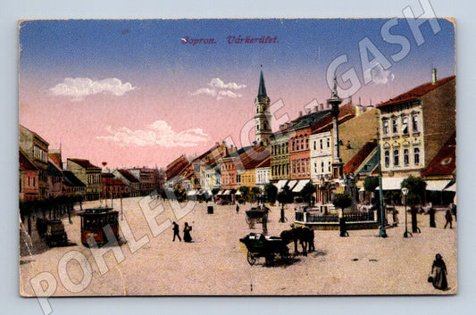 Pohlednice Sopron náměstí tramvaj (M17155)