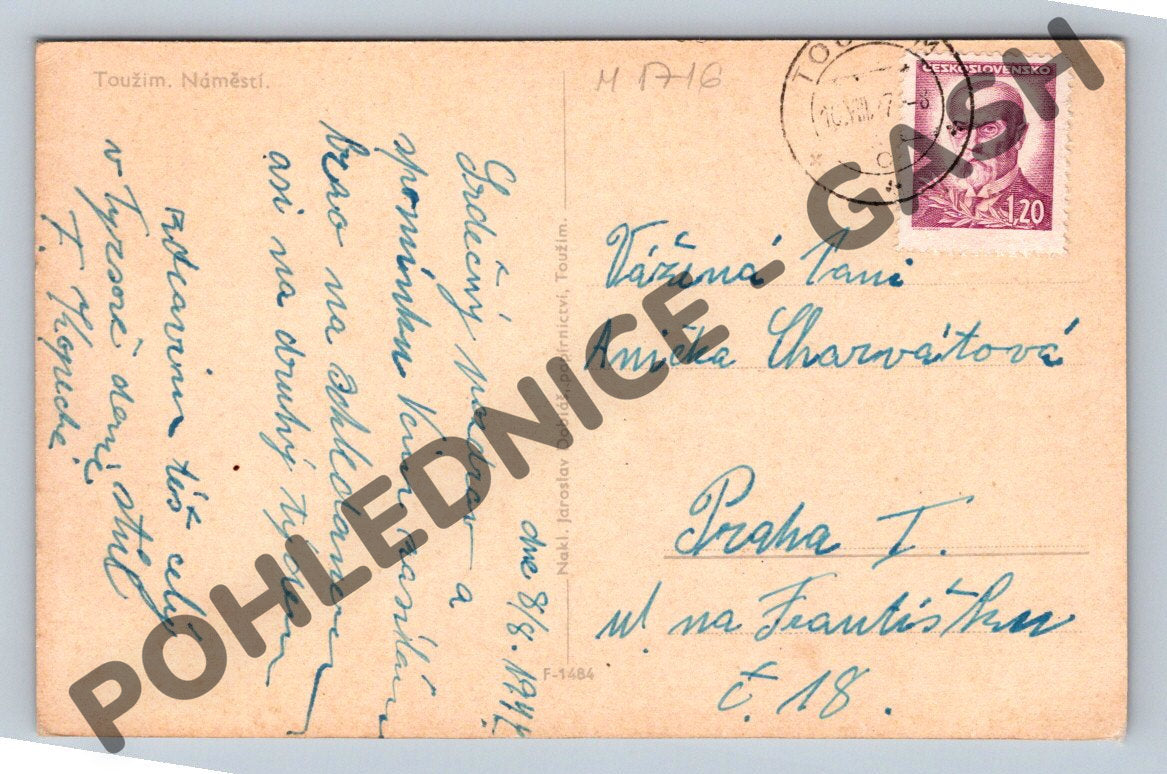 Pohlednice Toužim náměstí 1941 (M1716)