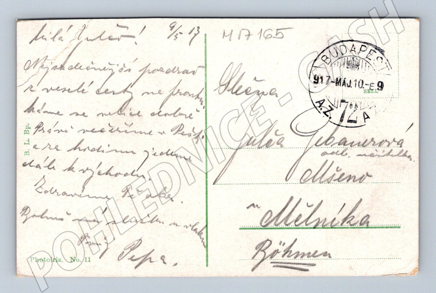 Pohlednice Budapešť Rákóczi 1917 (M17165)