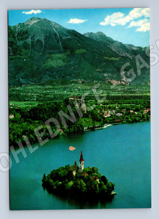 Pohlednice Bled panorama ostrov s kostelem (M17384)